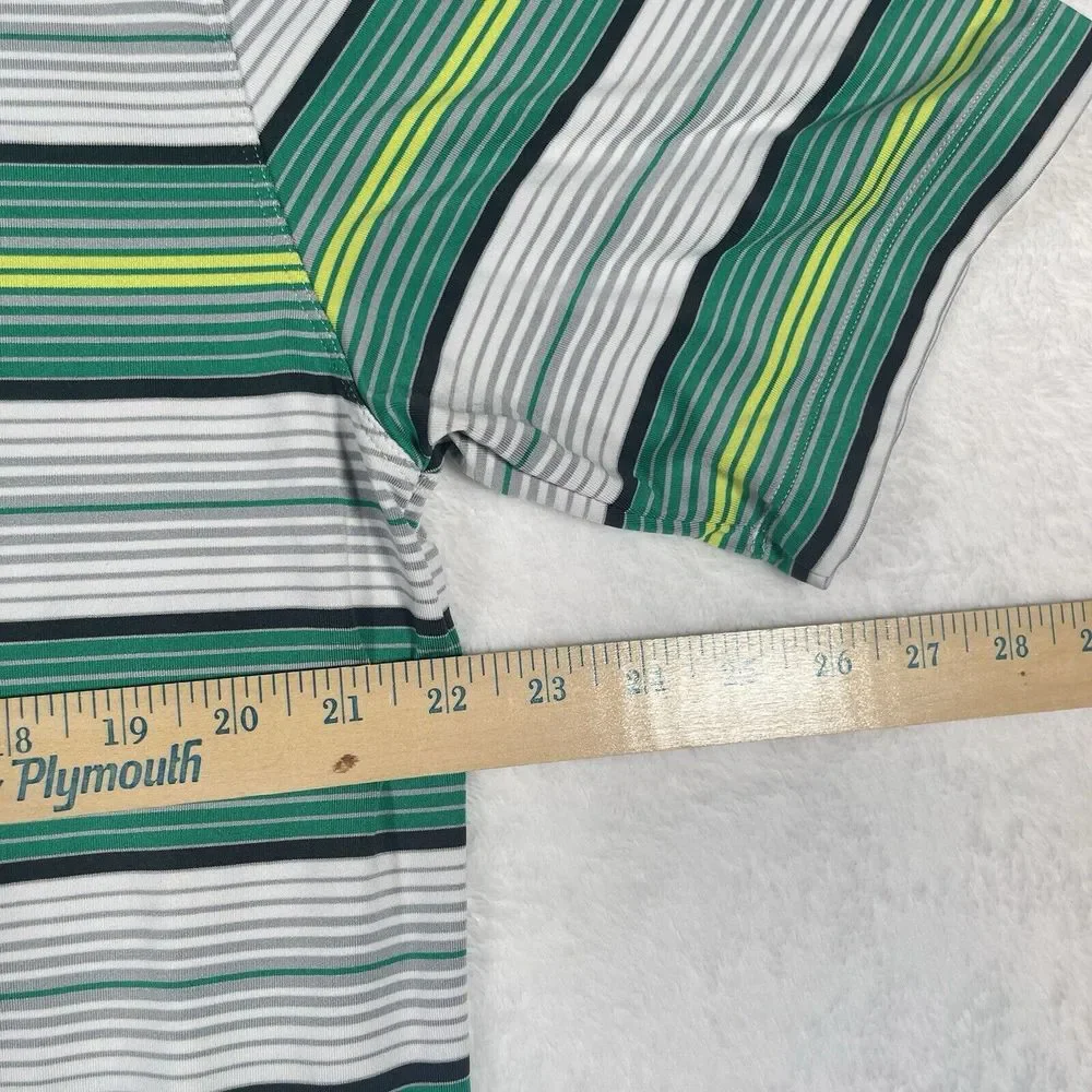 NIKE Golf Tour Performance Polo Shirt‎ Dri-Fit Mens L Green Striped Short Sleeve